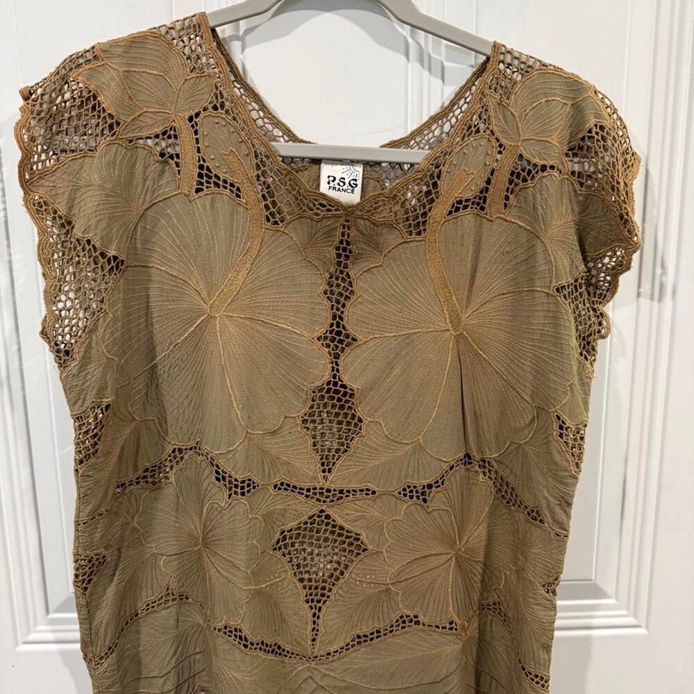 Women's Gold and Tan Blouse